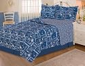 Silky Soft Full / Queen Size QUILT Set. Persia Blue Design