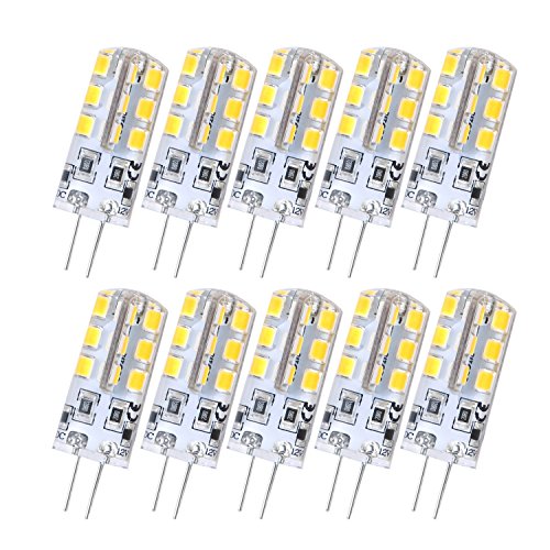 Gorexzone G4 Base LED Bulb 24 LED 3014 SMD Dimmable 12V 100LM bright 1.5W DC Halogen Replacement G4 LED lights Bulb Lamps Warm White (Pack of 10)