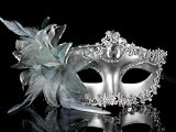 Melody Halloween Christmas Party Mask Venetian Mardi Gras Masquerade Gem Mask Silver