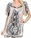 Sakkas Brinks Caftan Cap Sleeve Blouse Top Cover Up With Tribal And Floral Print
