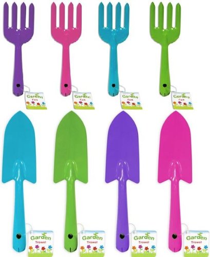 Adult Size Gardening Fork & Trowel Set - Assorted Colours