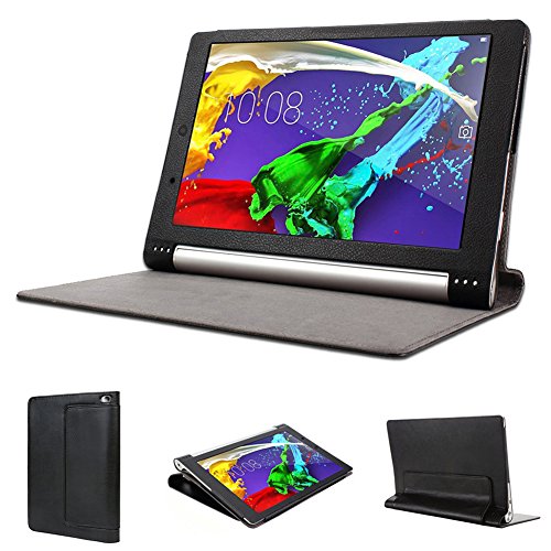 Evecase Lenovo Yoga Tablet 2 8 inch Case, SlimBook Leather Folio Case Cover w/ Stand Cut-outs for Lenovo Yoga Tablet 2 (8'') with Android Version (830, 59426328) / Windows Version Tablet (59433026) - Black