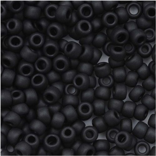 Toho Round Seed Beads 8/0 #49F 'Opaque Frosted Jet' 8 Gram Tube