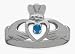 Ladies 10 Karat White Gold Blue Topaz Claddagh Ring