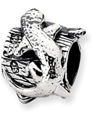 Genuine Reflection Beads (TM) Bead Charm. Sterling Silver Reflections Lizard on a Log Bead. 100% Satisfaction Guaranteed.