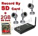 Wireless AV transmission Motion Detection security Monitoring Recorder system + 3 Pack 2.4Ghz Wireless Color Day & Night Vision Weather-proof Surveillance CCTV Cameras w/ 2GB SD Card