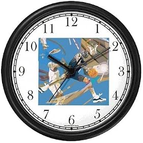 High Action Basketball Art No.5 Basketball Theme Wall Clock by WatchBuddy Timepieces (White Frame)