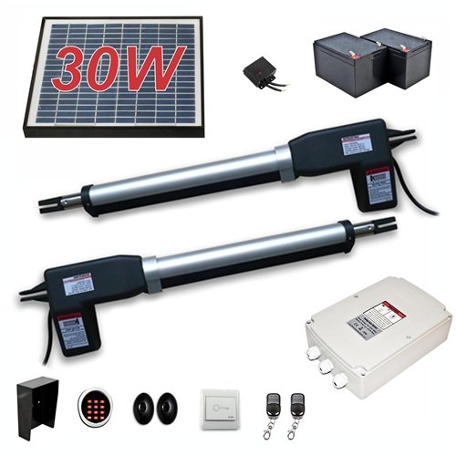 ALEKO AS1200 FULL Solar Powered Gate Opener Operator for Dual Swing