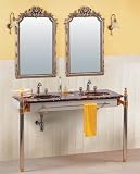 LineaAqua Odessa 57 x 25 Double Bathroom Vanity with Mirrors, Faucets, Granite Counter Top