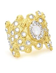 Devon Leigh Coin Pearl and Clear Cubic Zirconia 18k Gold Dipped Cuff