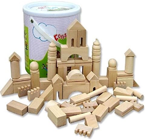 Wooden Blocks, Wooden Kids Building Blocks Set for Children Toy Bricks&amp; Orginal Color,60pcs Set