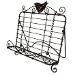 Bird Motif Metal Cookbook or Book Stand, Holder