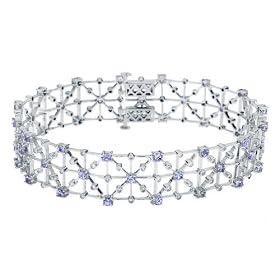 Tanzanite Bracelet with Diamonds 9 16 Carat (ctw) in 10K White Gold by MyJewelryBox.com