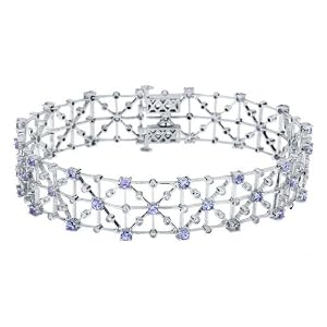 Tanzanite Bracelet with Diamonds 3.0 Carat (ctw) in 10K White Gold by