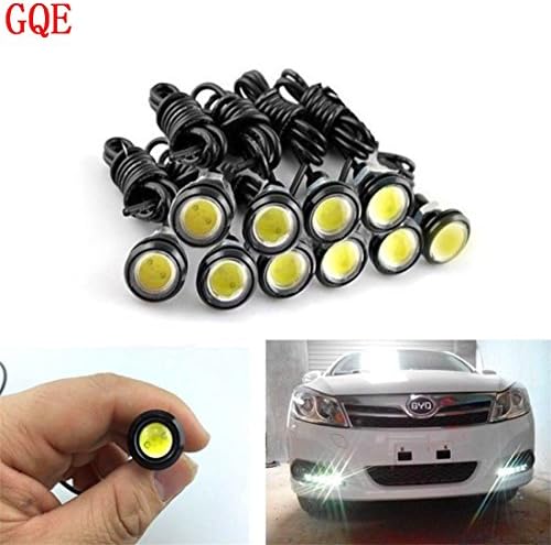 GQE 18MM Led Eagle Eye 9W Waterproof DRL Universal Daytime Running Lights Source Backup Reversing Parking Signal Lamps(White,Pack of 10)