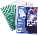 Electronics : Rexel CKP Pocket Reinforced Green Strip Top-opening A4 Glass Clear Ref 12265 [Pack 100]