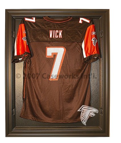 Atlanta Falcons Football Jersey Display Case with Removable Face and Black Finish Frame