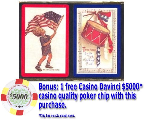 Congress Playing Cards W/cel-u-tone Finish - Three Cheers Boy Flag Bridge 2 Deck