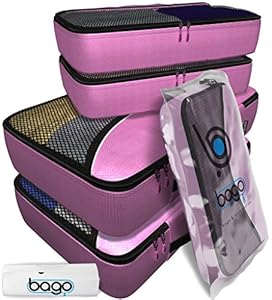 Packing Cubes 4pcs Value Set for Travel - Plus 6pcs Organizer Zip Bags (PINK)