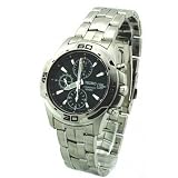 Seiko Stainless Steel Chronograph Black Face Watch Model SND617P1