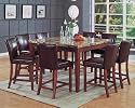 9pcs Granite Top Counter Height Dining Table & 8 Stools Set