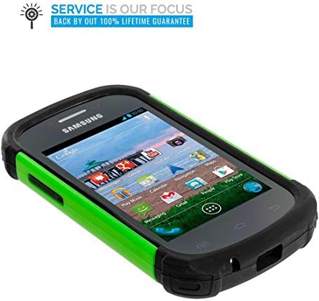 Samsung Galaxy Centura Case, TechSpec(TM) Black / Neon Green Hybrid Rugged Grip Shockproof Case Cover for Samsung Galaxy Discover Centura S738C