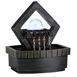 ORE Intl K324 Indoor Diamond Meditation Table Fountain with LED Light, 9-1/2-Inch