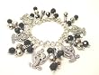Chic Wrists Dragons Bracelet Black Metallic Glass Beads Dragon Tattoo Charm Bracelet with Free Earrings