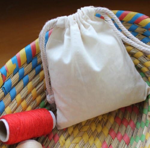 Cottan Drawstring Muslin Bags Wedding Gift bags - 5.5x6.3 Inches 25 count