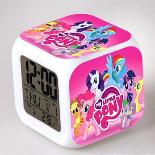 Cute My Little Pony 7 Color Changing Night Light Alarm Clock Kids Children Toy