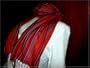 Orange, Red, and Purple Striped Handloom Rayon Scarf, 14 inches X 64 inches