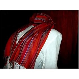 Buy Orange, Red, and Purple Striped Handloom Rayon Scarf, 14 inches X 64 inches by Timbuk2
