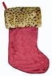 18" Plush Wild Safari Red Christmas Stocking with Leopard Print Trim
