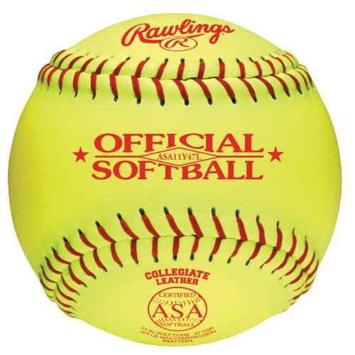 Rawlings Leather Cover ASA Stamped Fastpitch Softball (Yellow, 11-Inch)(Pack of 12)