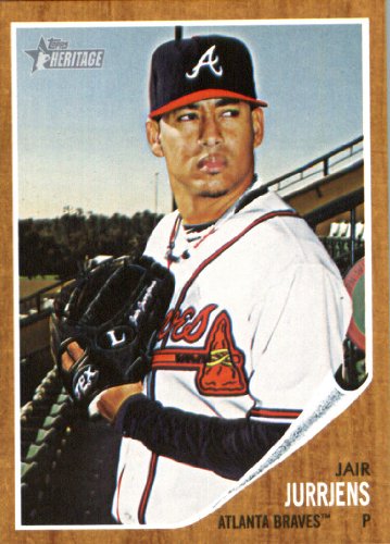 2011 Topps Heritage Baseball Card # 307 Jair Jurrjens - Atlanta Braves - MLB Trading Card in Screwdown Case