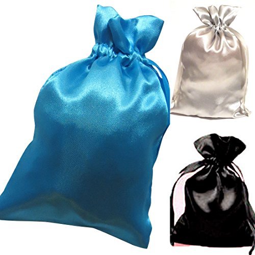 Tarot Bags Summer Nights Colors Satin Bundle of 3: Turquoise Black and Silver (6 X 9 Each)