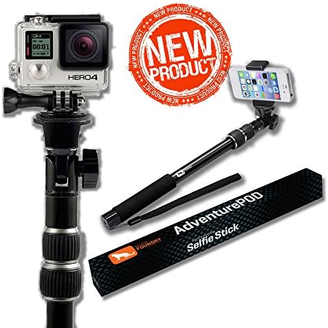 Selfie Stick, Best Pole For GoPro, iPhone &amp; Camera Monopod, Waterproof All-Weather Extension Pole, Strong, Beautifully Built (No Bluetooth), Easy To Use, Multiple Uses - Confidently Capture And Share Your Photos - Trust Your Investment