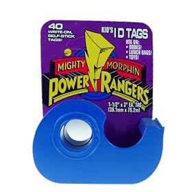 Mighty Morphin Power Rangers 40 Write-On Self-Stick I.D. Tags with Dispenser by Power Rangers