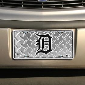 MLB Detroit Tigers Diamond Metal License Plate: Sports &amp; Outdoors