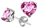3.00 cts 14K White Gold Plated 925 Sterling Silver Heart Created Pink Tourmaline Earring Studs