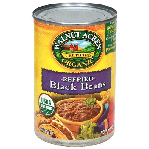 Walnut Acres Organic Refried Beans, Black Beans, Fat Free, 15 Ounce Cans (Pack of 12) by Walnut Acres