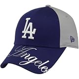 LA Dodgers Hats : New Era L.A. Dodgers Ladies Metallic Script Adjustable Hat - Navy Blue/Gray