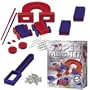 Kids Science Super Magnet Kit: includes a variety of magnets in different shapes and sizes, metal nuts, paper clips and more. Kit also includes instructions and fun magnet facts.