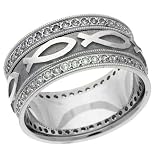 10mm Hand & Machine Assembled Contemporary Diamond Wedding Ring Design, Prong Set With 80 Round .006ct Diamonds. Thickness: 1.90mm