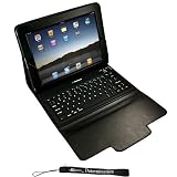 Delux Leather Portfolio Protector Case Cover with Built In Stand and Wireless Bluetooth Keyboard for Apple iPad & iPad 2 Tablet ( 1st and 2nd Generation - 16GB 32GB 64GB - WiFi and 3G )