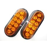 2 Amber Oval 6" SURFACE MOUNT LED Turn Stop Light Trailer Truck RV SEALED