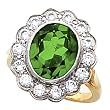 14K Two-Tone Gold Chatham Created Emerald and Diamond Ring