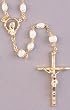 Wedding Rosary - 7mm Oval Beads With delicate Gold Striping - 23" Gold Plated Twisted Wire Chain- IMPORTED FROM ITALY - Boxed