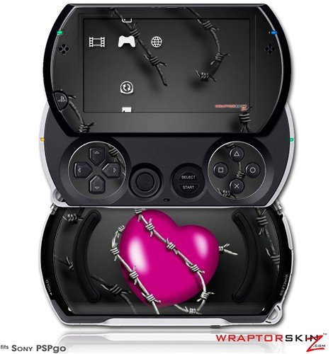 PSPgo Skin and Screen Protector Kit - Barbwire Heart Hot Pink fits Sony PSP go