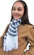Handmade Acrylic Scarf - Simply in Gray and White (100% Knitted By Hand)